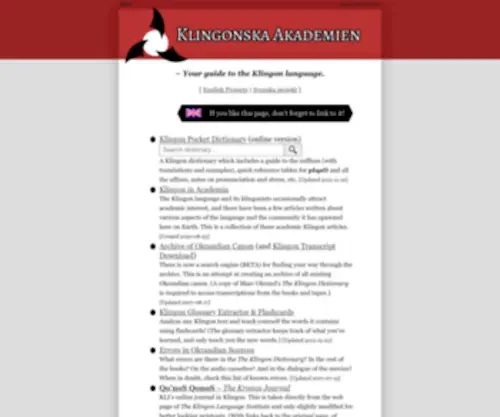 Klingonska.org(Klingonska Akademien) Screenshot