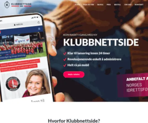 Klubbnettside.no(Nettside for idrettslag) Screenshot