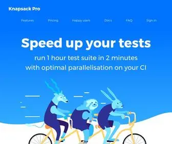 Knapsackpro.com(Speed up your tests with optimal test suite parallelisation) Screenshot
