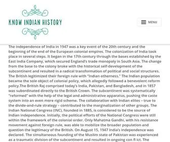 Knowindianhistory.com(The Colonization of India and the Path to Independence) Screenshot