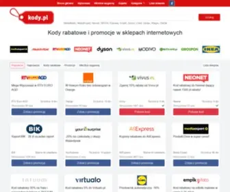 Kody.pl(Kody rabatowe i promocje w sklepach online) Screenshot