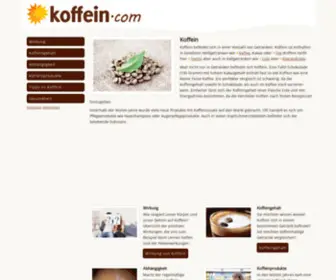 Koffein.com(Informationen über Wirkung und Koffeingehalt) Screenshot