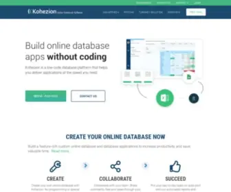 Kohezion.com(Kohezion is a drag and drop online database builder) Screenshot