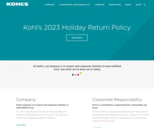 Kohlscorporation.com(Kohl's Corporate Website Home) Screenshot