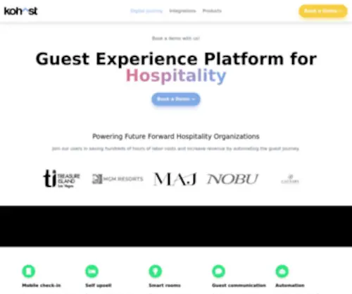 Kohost.io(The front door to your hotel's digital ecosystem) Screenshot