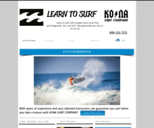 Konasurfschool.com(Surf lessons kona hawaii) Screenshot