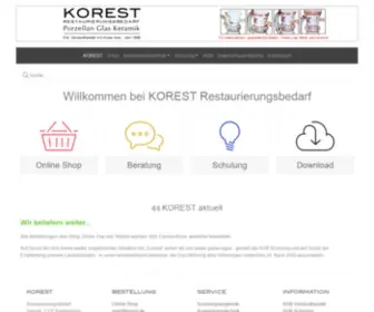 Korest.de(Willkommen bei KOREST Restaurierungsbedarf) Screenshot