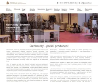 Koronaozon.pl(Ozonator Korona produkcji najstarszej polskiej firmy produkującej profesjonalne generatory ozonu) Screenshot