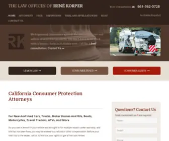 Korperlemonlaw.com(Valencia Consumer Protection Attorney) Screenshot