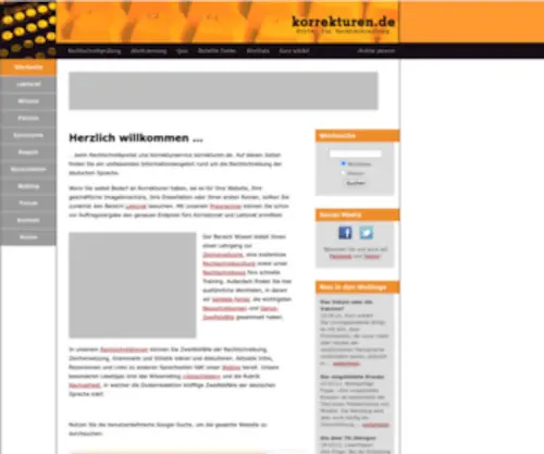 Korrekturen.com(Portal für Rechtschreibung) Screenshot