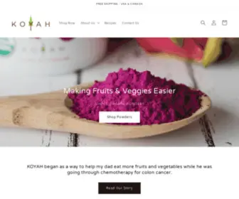 Koyah.com(Simple, Whole-Food, Plant-Based, Organic Powders) Screenshot