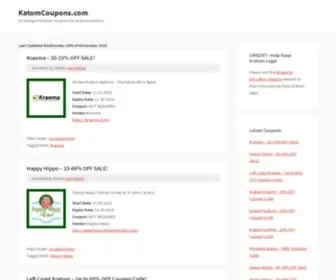 Kratomcoupons.com(A Catalog of Kratom Coupons from all Major Vendors) Screenshot