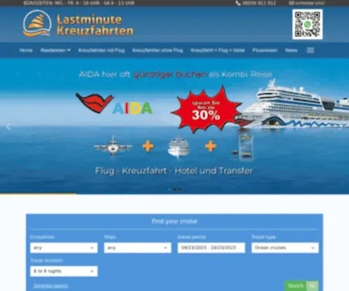 KreuzFahrtlastminute.com(Lastminute Kreuzfahrten für Kurzentschlossene) Screenshot