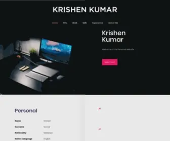 Krishenkumar.me(My Personal Website) Screenshot