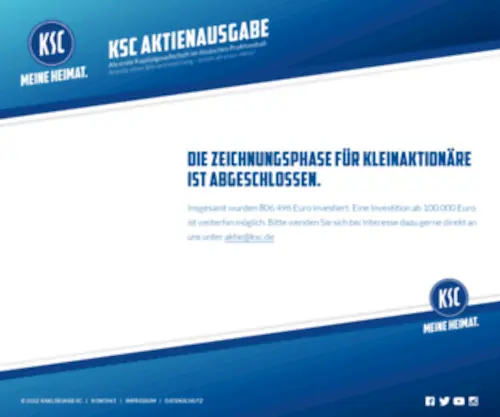 Kscaktie.de(Als erste Kapitalgesellschaft im deutschen Profifussball) Screenshot