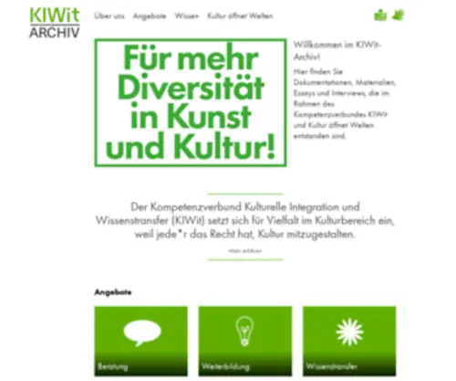 Kultur-Oeffnet-Welten.de(Der Kompetenzverbund Kulturelle Integration und Wissenstransfer (KIWit)) Screenshot
