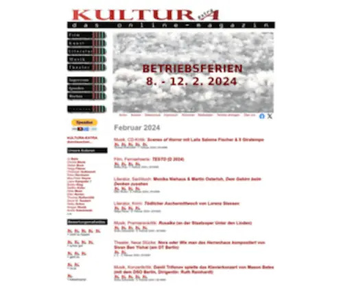 Kultura-Extra.de(KULTURA-EXTRA, das online-magazin) Screenshot