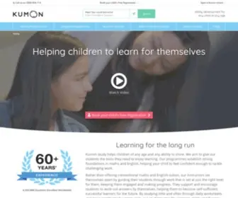 Kumon.co.uk(Maths tuition & extra English lessons for children) Screenshot