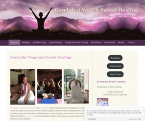 Kundaliniyogasoundhealing.com(Kundalini Yoga & Sound Healing with Preet Kaur) Screenshot