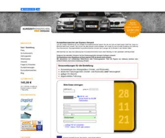 Kurzzeitkennzeichen-Versand.de(Kurzzeitkennzeichen online bestellen) Screenshot