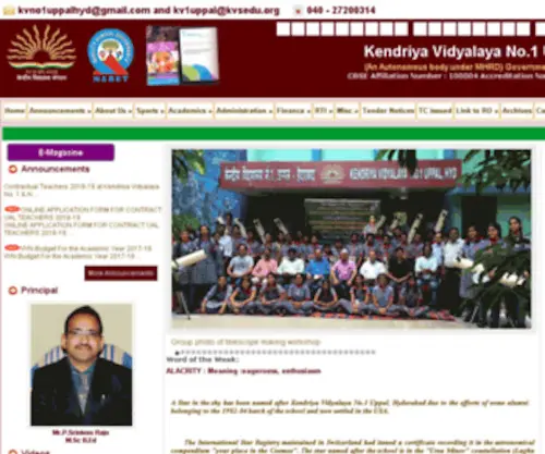 KV1Uppal.edu.in(Kendriya Vidyalaya No.1 Uppal) Screenshot