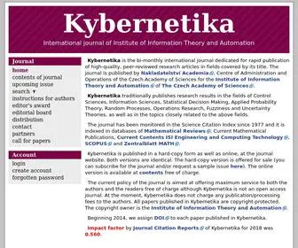 Kybernetika.cz(Home Kybernetika Journal Account Kybernetika summary) Screenshot