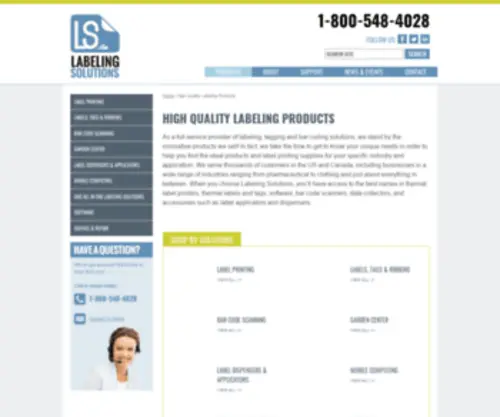 Labelingsolutions.com(Explore Labeling Products and Services) Screenshot