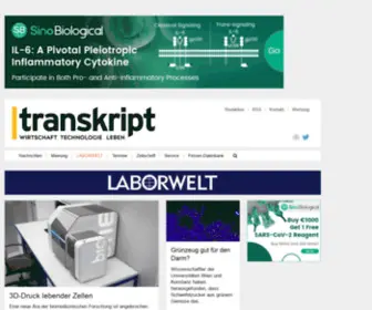 Laborwelt.de(Transkript.de berichtet aktuell über die Biotechnologie) Screenshot