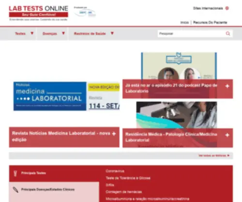 Labtestsonline.org.br(Educação de pacientes em sangue) Screenshot