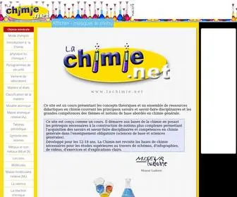 Lachimie.net(Cours de chimie composé de ressources didactiques en chimie pour apprendre les savoirs disciplinaires) Screenshot