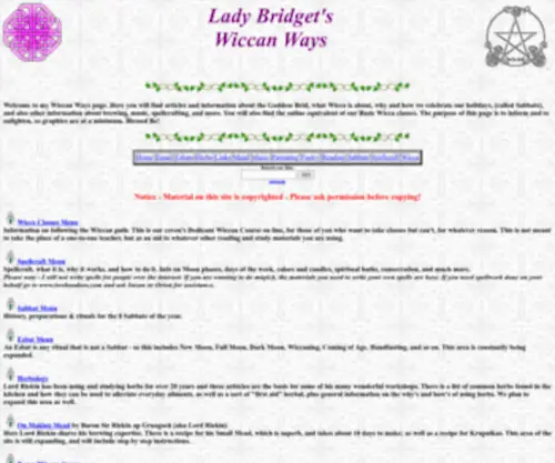 Ladybridget.com(Lady Bridget's Wiccan Ways) Screenshot