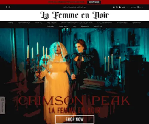 Lafemmeennoir.net(Darkly designed delicacies for the glamorously gothic. La Femme en Noir) Screenshot