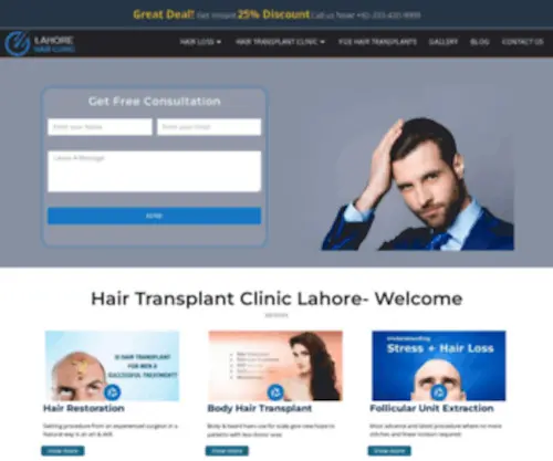 Lahorehairclinic.com(Best hair transplant in Lahore Pakistan) Screenshot
