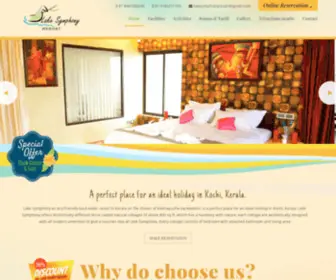 Lakesymphony.com(Backwater Resorts in Kerala) Screenshot