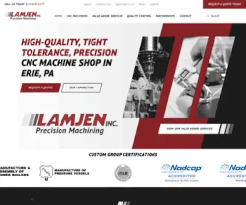 Lamjen.com(Precision CNC Contract Machining Erie) Screenshot