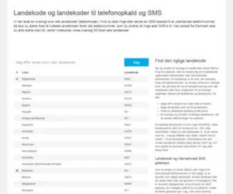 Landekode.dk(Landekode og landekoder til telefonopkald og SMS) Screenshot