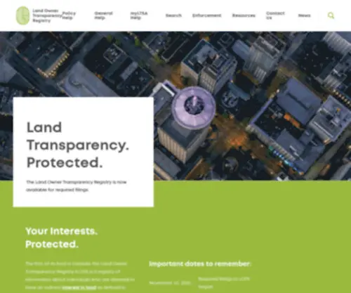 Landtransparency.ca(The Land Owner Transparency Registry) Screenshot