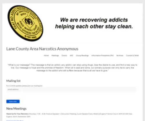 Lanecountyarea-NA.org(Lane County Area Narcotics Anonymous) Screenshot