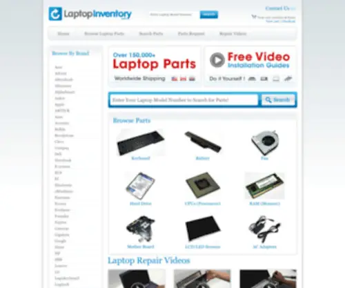 Laptopinventory.com(Discount Laptop Parts. Repair Notebook Computer. Parts for) Screenshot