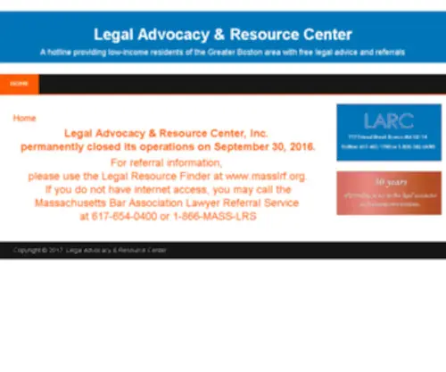 Larcma.org(Legal Advocacy and Resource Center (LARC)) Screenshot
