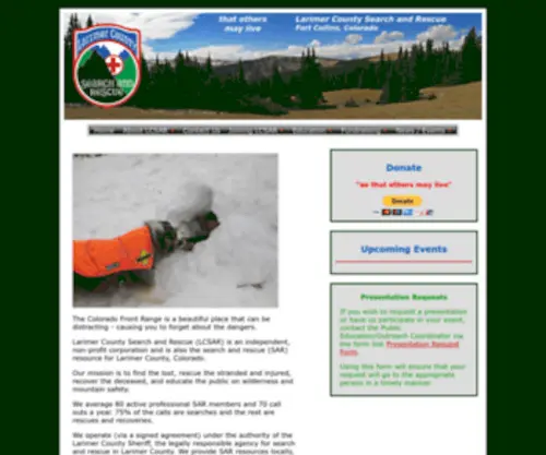 Larimercountysar.org(Larimer County Search and Rescue) Screenshot