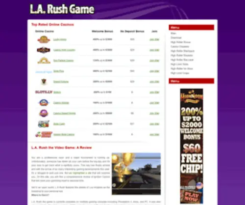 Larushgame.com(Drive through tinsel town in custom cars and feel the tires burning in the LARush video game) Screenshot