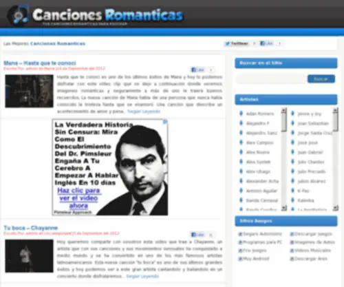 Lascancionesromanticas.info(Lascancionesromanticas info) Screenshot