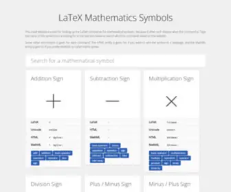 Latexmathematicssymbols.com(LaTeX Mathematics Symbols) Screenshot