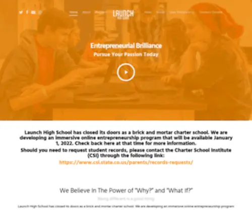 Launchhigh.org(Launch high school entrepreneurial spirit self discovery) Screenshot
