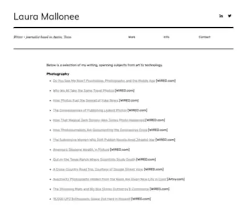 Lauramallonee.com(Laura Mallonee) Screenshot