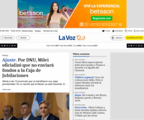 Lavoz.com.ar(La Voz del Interior) Screenshot