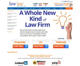 Lawinc.com(Form a Corporation or LLC the Right Way) Screenshot