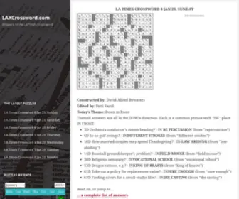 Laxcrossword.com(Answers to the Los Angeles Times Crossword) Screenshot