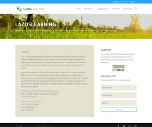 Lazoslearning.org(LazosLearning developing capacity in individuals to contribute effectively to social change) Screenshot